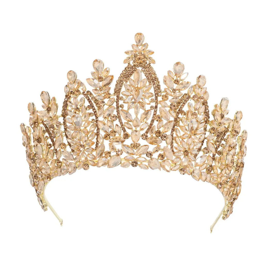 Pink Crystal Tiara With Tall Pointed Crown