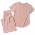 Dusty Pink Short Sleeve Top and Wide Leg Pants Set