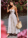 Floral Lace-Up Corset Bodice Long Dress