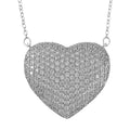 Silver-Tone Pavé Crystal Heart Pendant Necklace