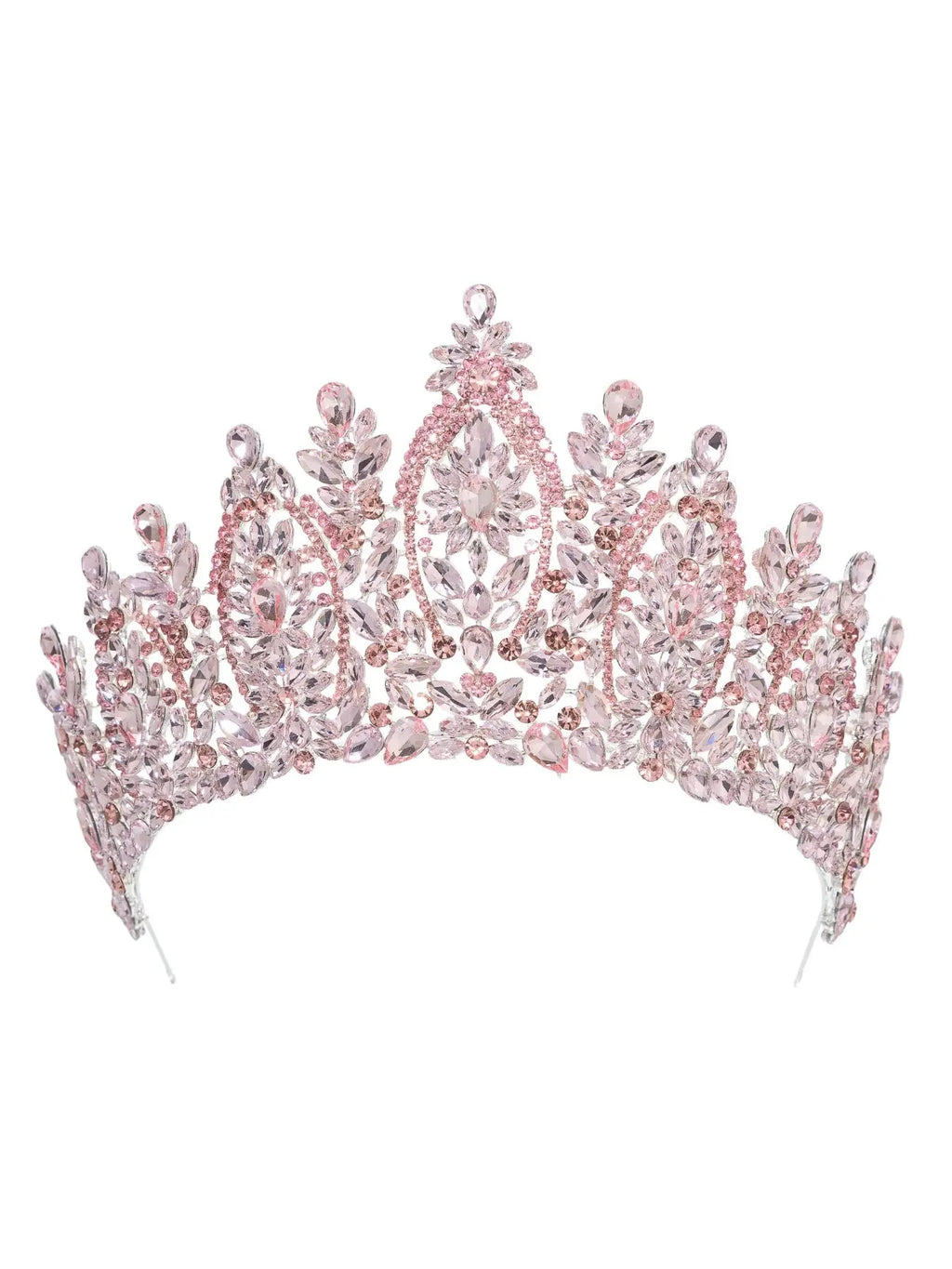 Pink Crystal Tiara With Tall Pointed Crown