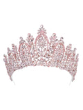 Pink Crystal Tiara With Tall Pointed Crown