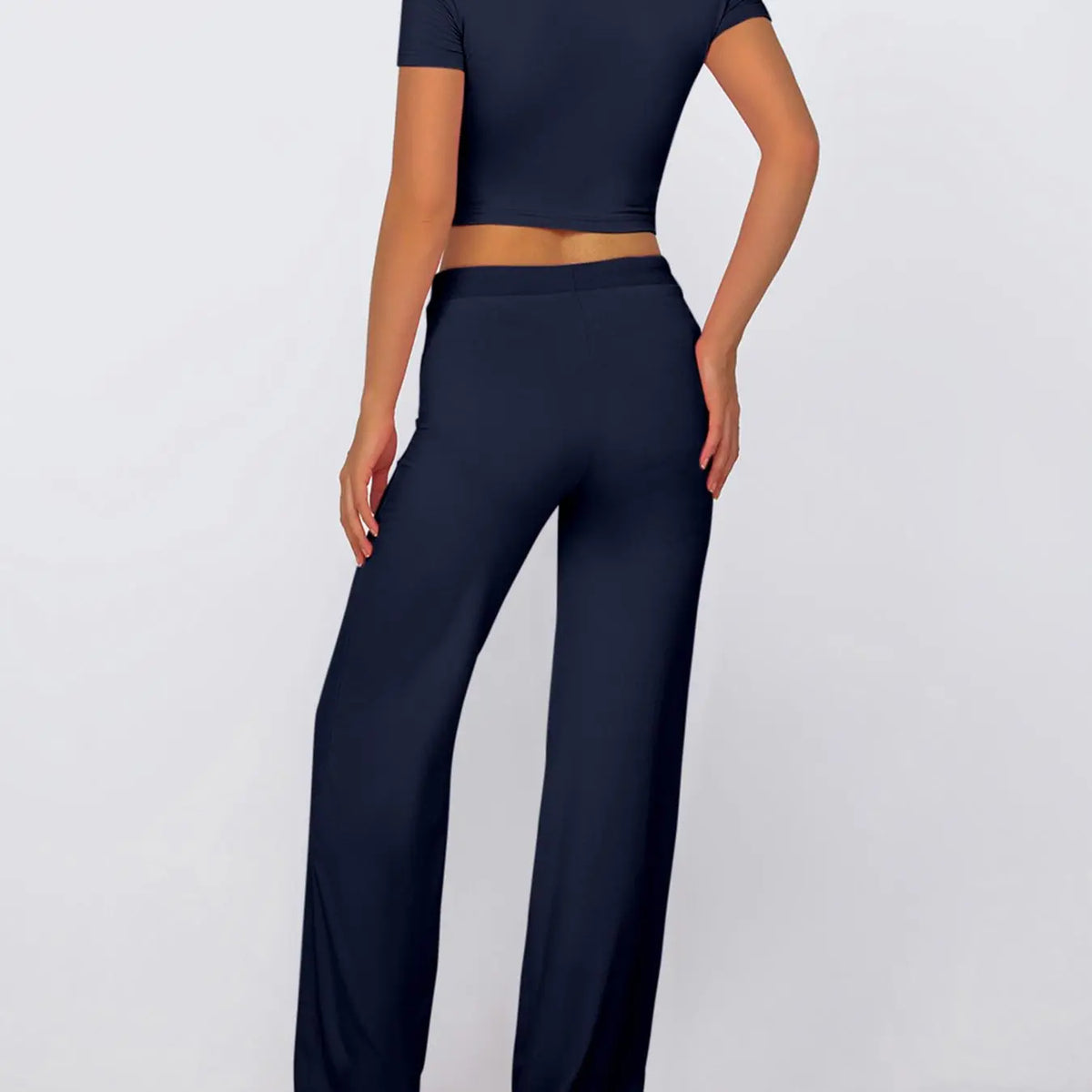 Heather Grey Short Sleeve Tee and Wide Pants Set