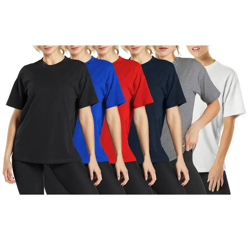 Six-Pack Loose Crew Neck Tees in Assorted Colours