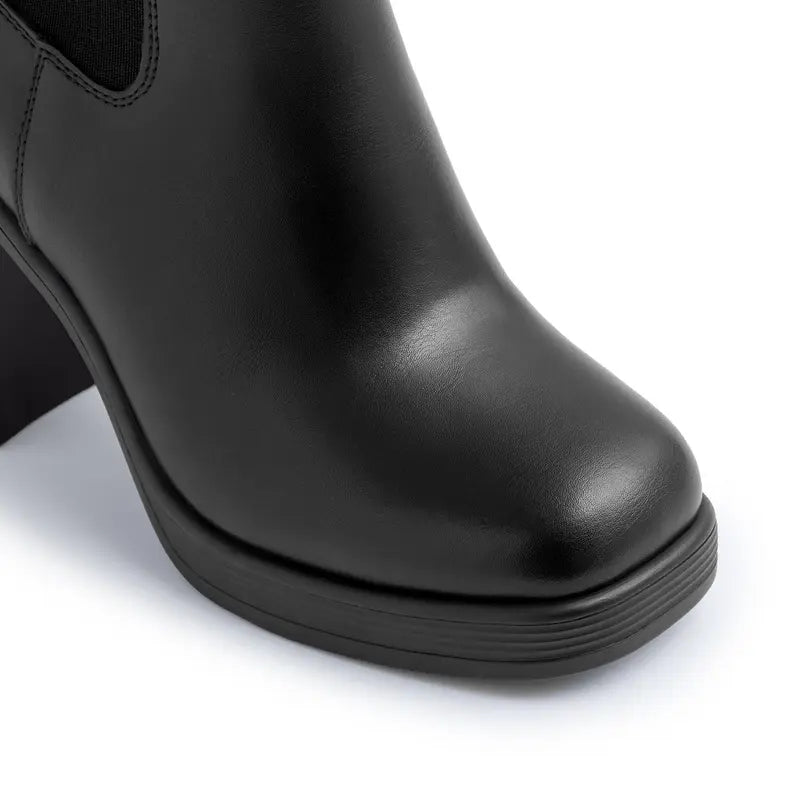 Black Platform Chelsea Ankle Boots Block Heel