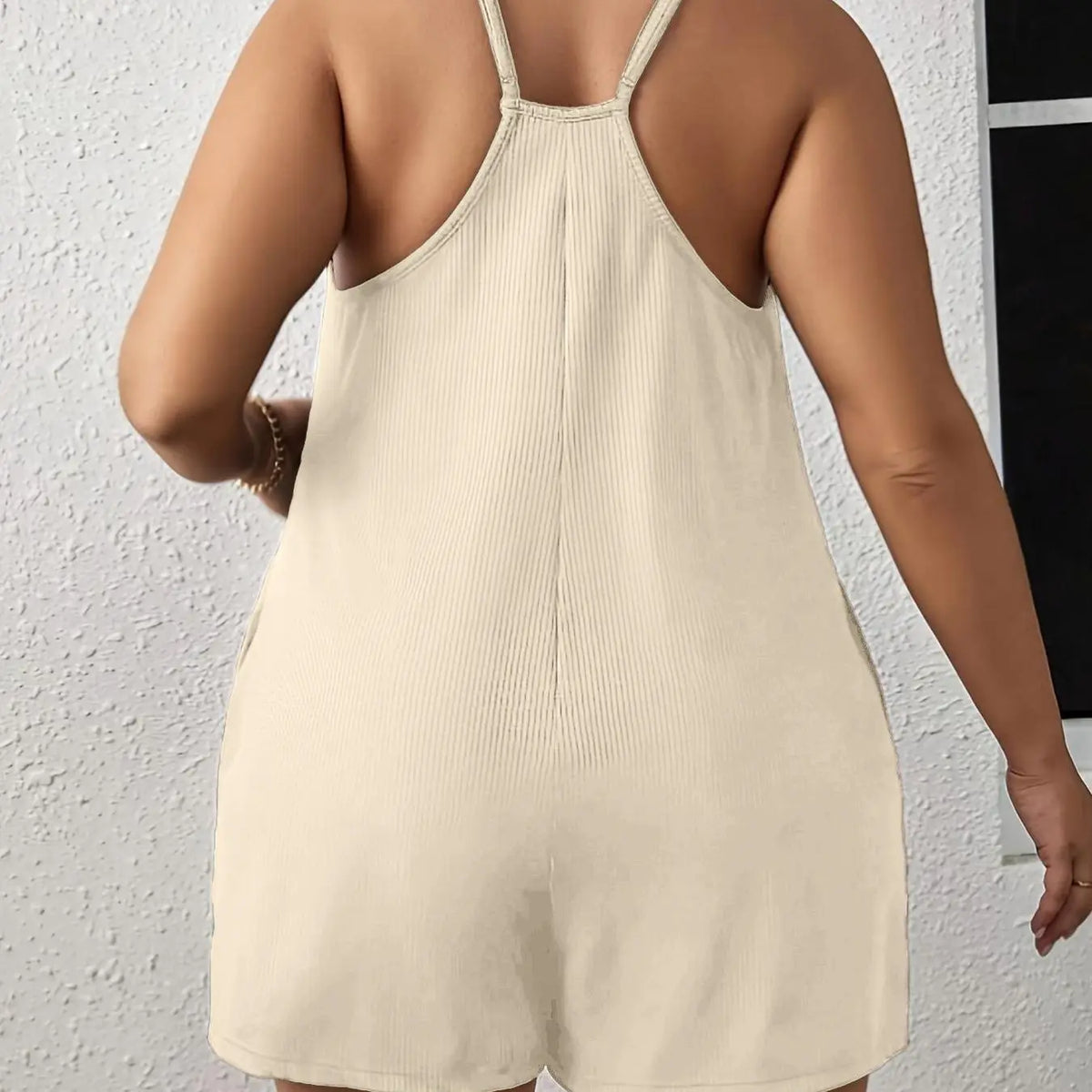 Black Ribbed Knit Sleeveless Short Romper