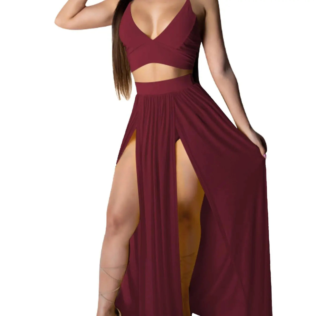 Black Chiffon Maxi Skirt With High Side Slits