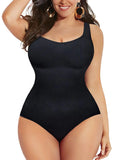 Black Sleeveless Scoop Neck Shaping Bodysuit