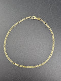 Thin Yellow Gold Figaro Chain Bracelet with Clasp