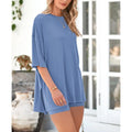 Blue Oversized Short Sleeve Top and Shorts Set