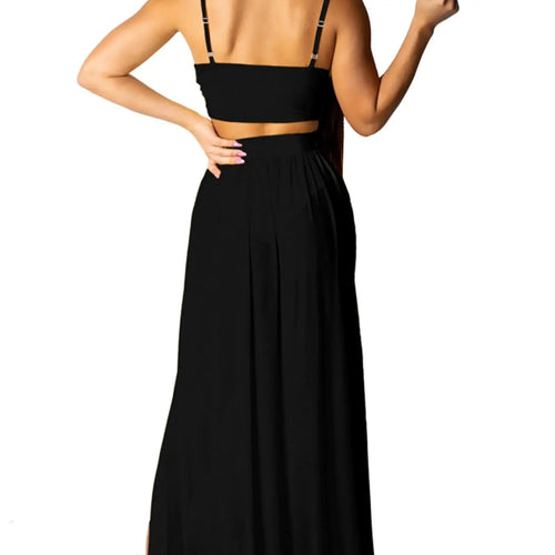 Black Chiffon Maxi Skirt With High Side Slits