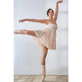 Blush Lace Tiered Mini Dress with Fitted Bodice