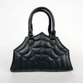 Black Quilted Handbag with Spiderweb Stitching